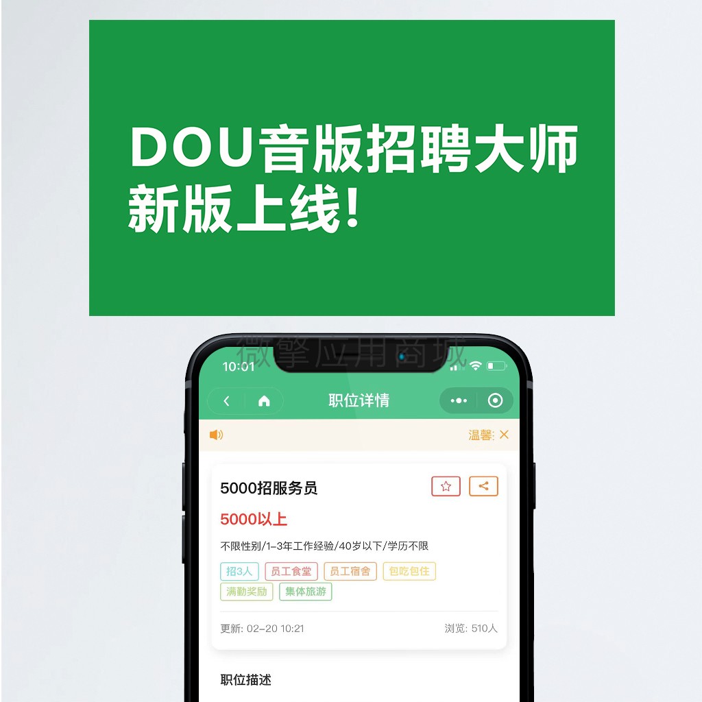 头条DOU音招聘大师小程序制作，头条DOU音招聘大师系统小程序开发